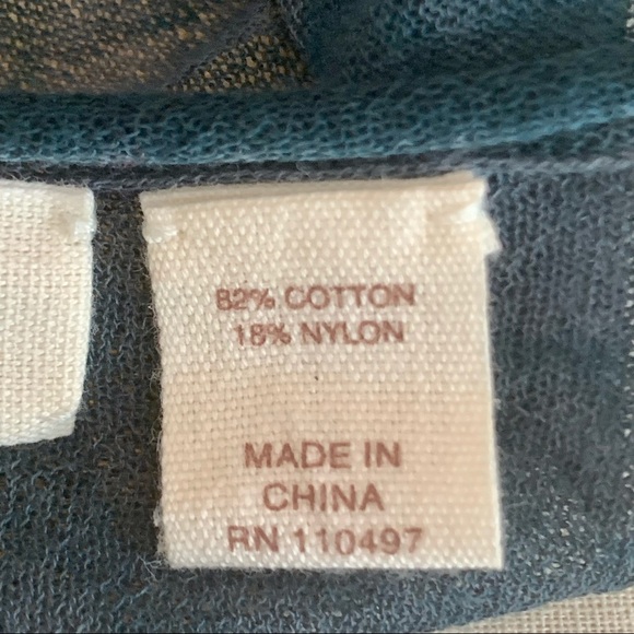 INHABIT Sheer Tonal Striped Scoop Neck Tee Lagoon Blue Size Small - Picture 5 of 16